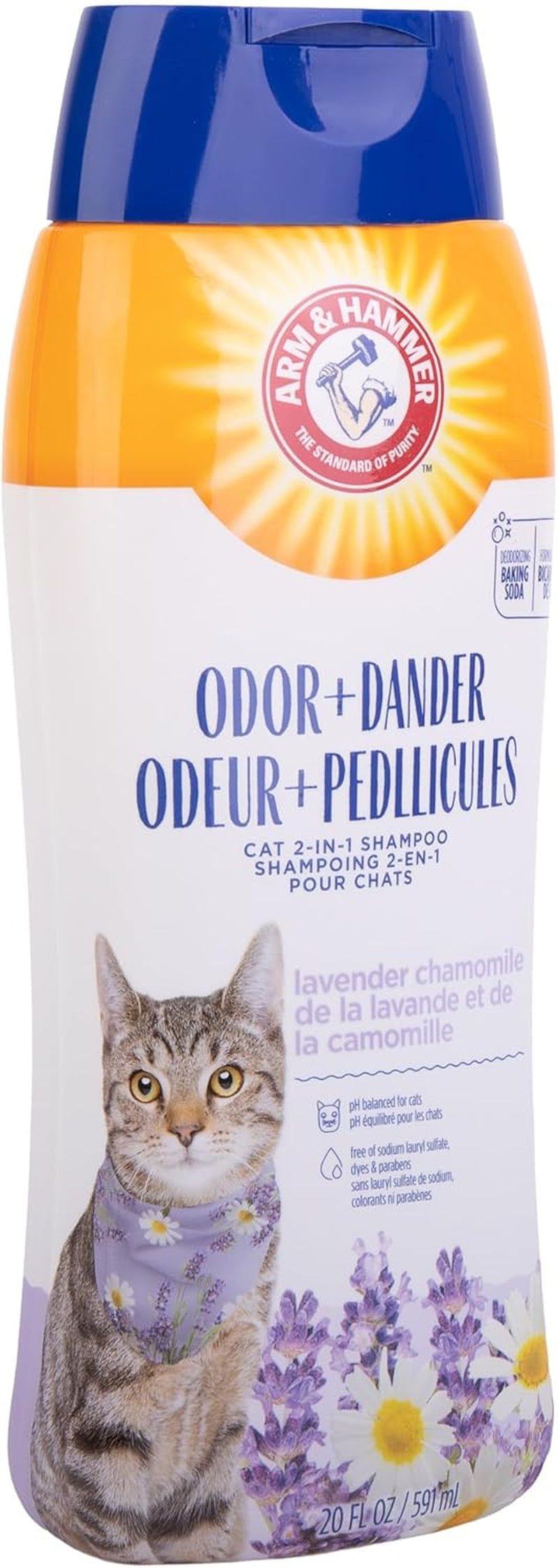 2-In-1 Deodorizing & Dander Reducing Shampoo for Catscat Dander Remover for Cat Dander and Cat Odorsbaking Soda Moisturizes and Deodorizes, Lavender Chamomile Scent 20 Fl Oz`
