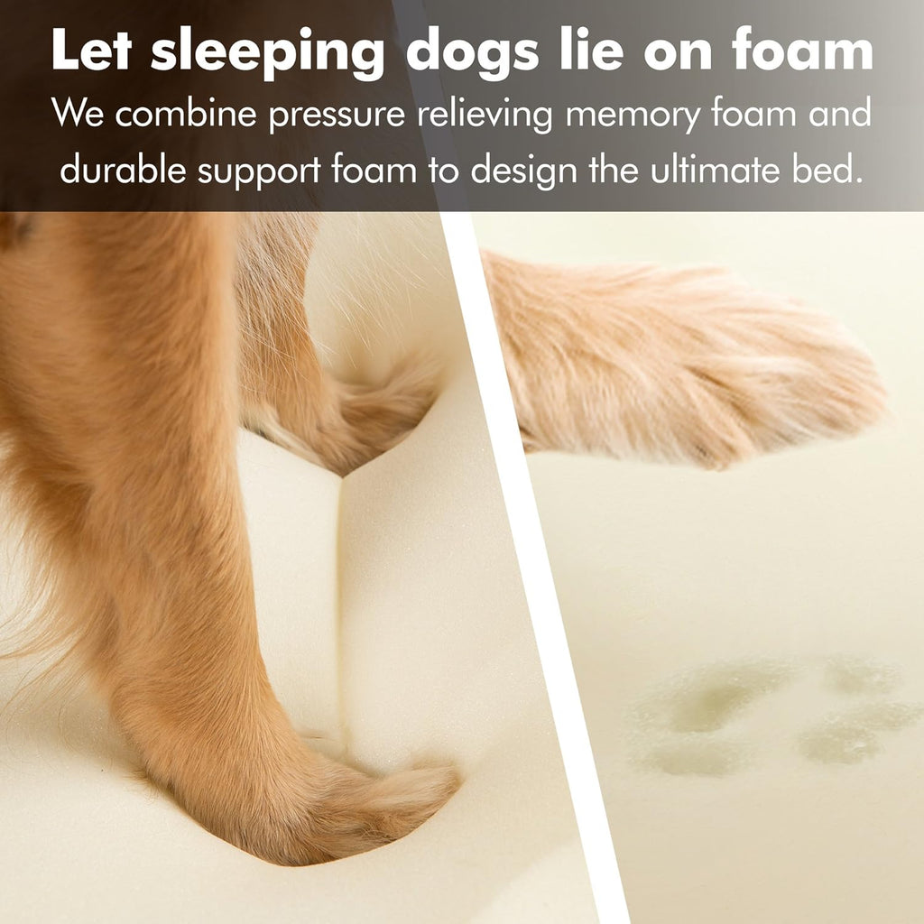 Orthopedic Dog Bed Lounge Sofa Removable Cover 100% Suede Mattress Memory-Foam with Bolster Rim Premium Prestige Edition