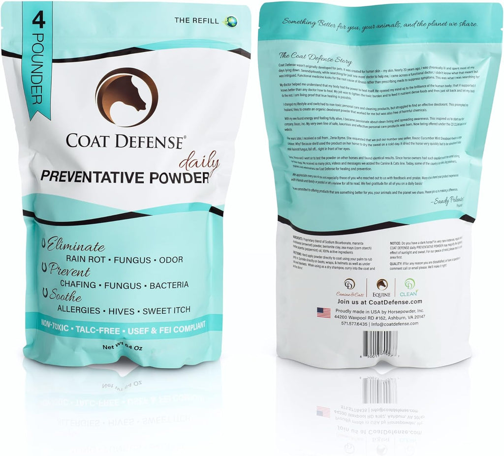 Daily Preventative Powder for Horses - Safe & Effective Equine Skin Conditioner Sweet Itch, Skin Funk, & Rain Rot - Dry Horse Shampoo, 64 Oz Formula with All Natural Ingredients