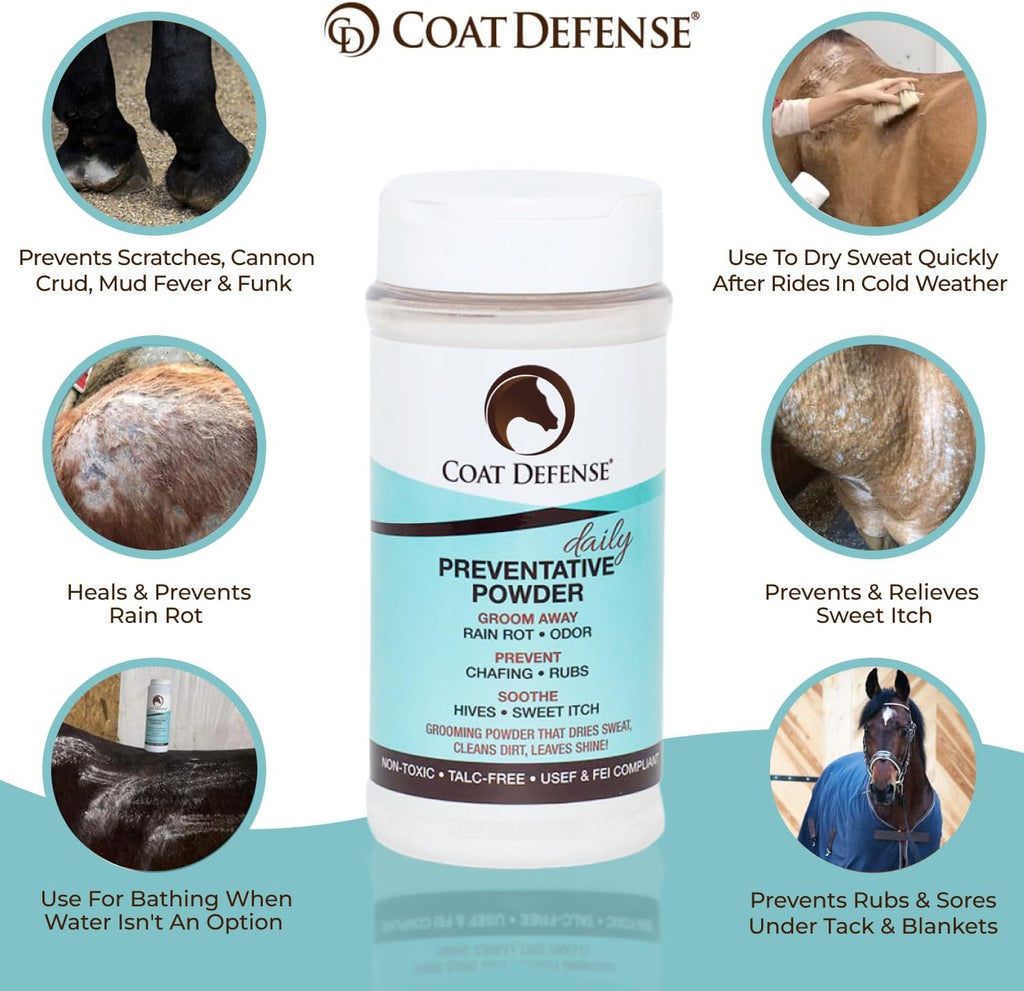 Daily Preventative Powder for Horses - Safe & Effective Equine Skin Conditioner Sweet Itch, Skin Funk, & Rain Rot - Dry Horse Shampoo, 64 Oz Formula with All Natural Ingredients