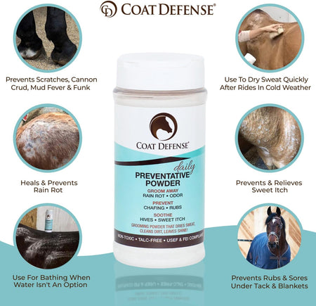 Daily Preventative Powder for Horses - Safe & Effective Equine Skin Conditioner Sweet Itch, Skin Funk, & Rain Rot - Dry Horse Shampoo, 64 Oz Formula with All Natural Ingredients