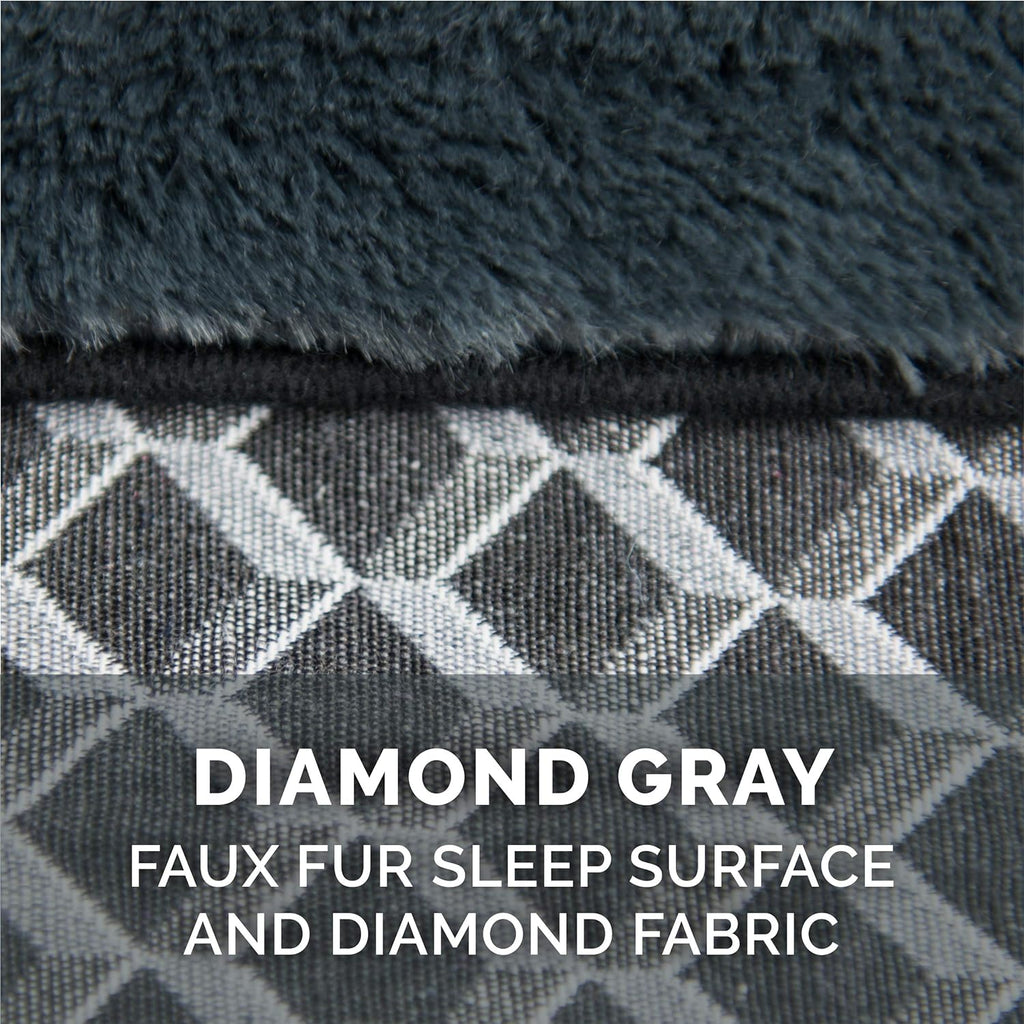 Replacement Pet Bed Cover - Plush Fur and Décor Comfy Couch Washable Dog Bed Cover, Diamond Gray, Jumbo (X-Large)